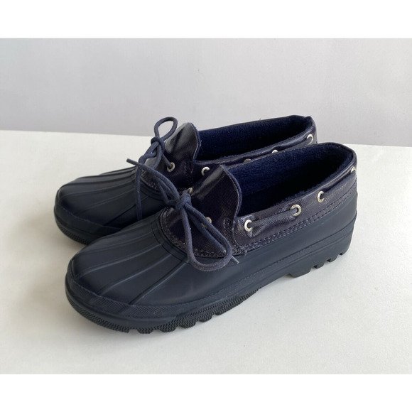 SPERRY TOP-SIDER Navy Blue Rubber Duck Shoe Low Boot Waterproof Lined Size 8.5 - Picture 1 of 6
